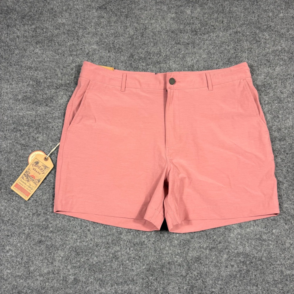 Faherty All Day Shorts 5" Inseam Mens 35 Pink Recycled Polyester NWT